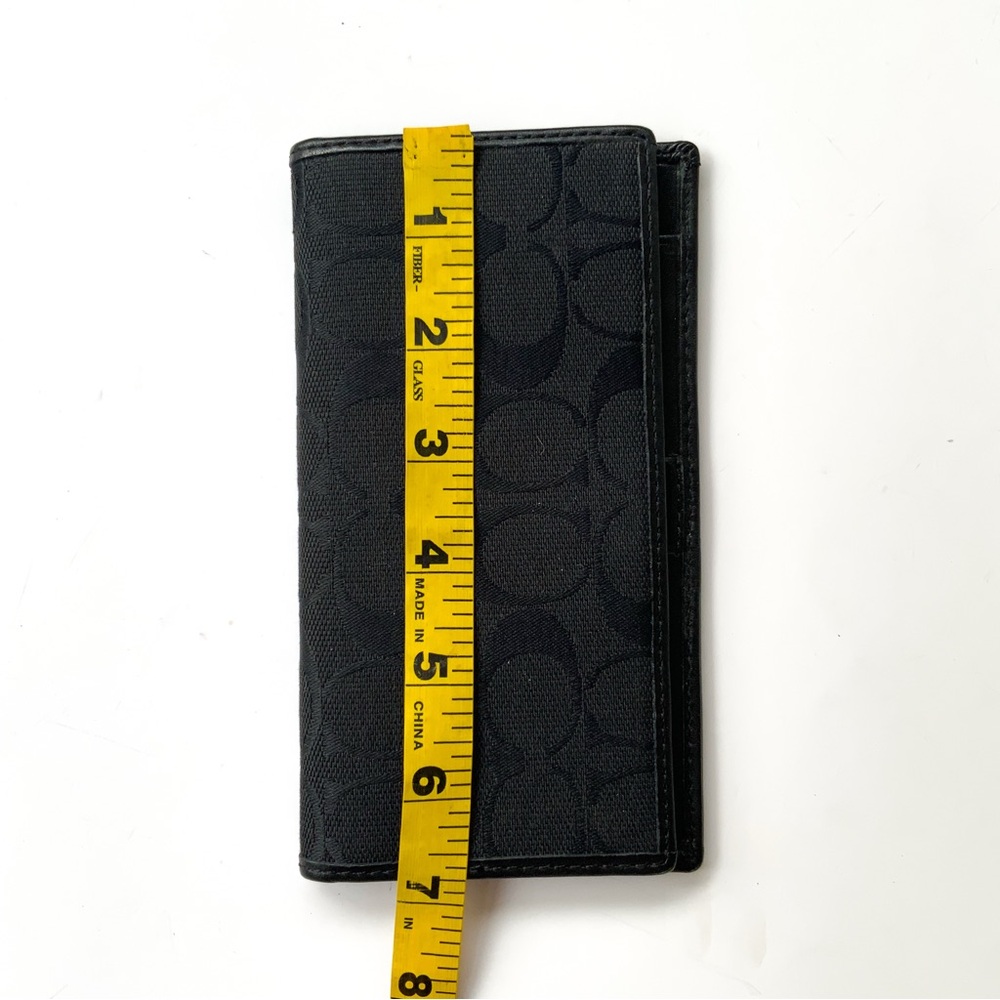 Coach Black Monogram Fabric Leather Checkbook Holder - Picture 4 of 5